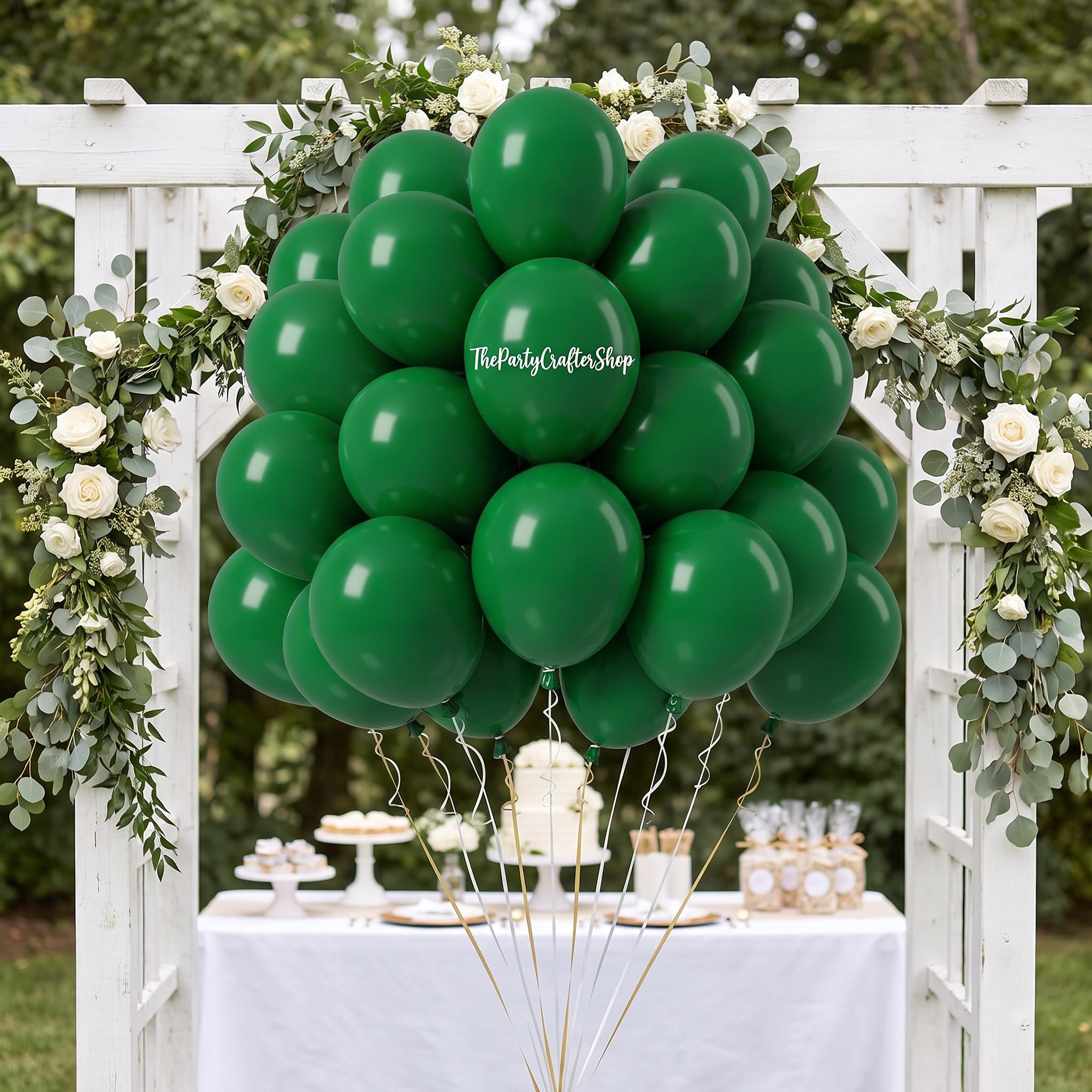 Dark Emerald Latex Balloons, Matte Sage, Hunter Forest, Avocado Green Party Decor