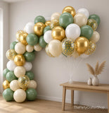 Sage Green Gold Balloon Arch Kit, Olive Metallic Sand Confetti Wedding Party Decor