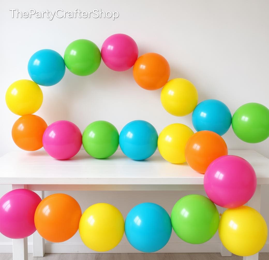 Neon Linking Balloons | Hot Pink, Orange, Teal, Green, Yellow Party Decor
