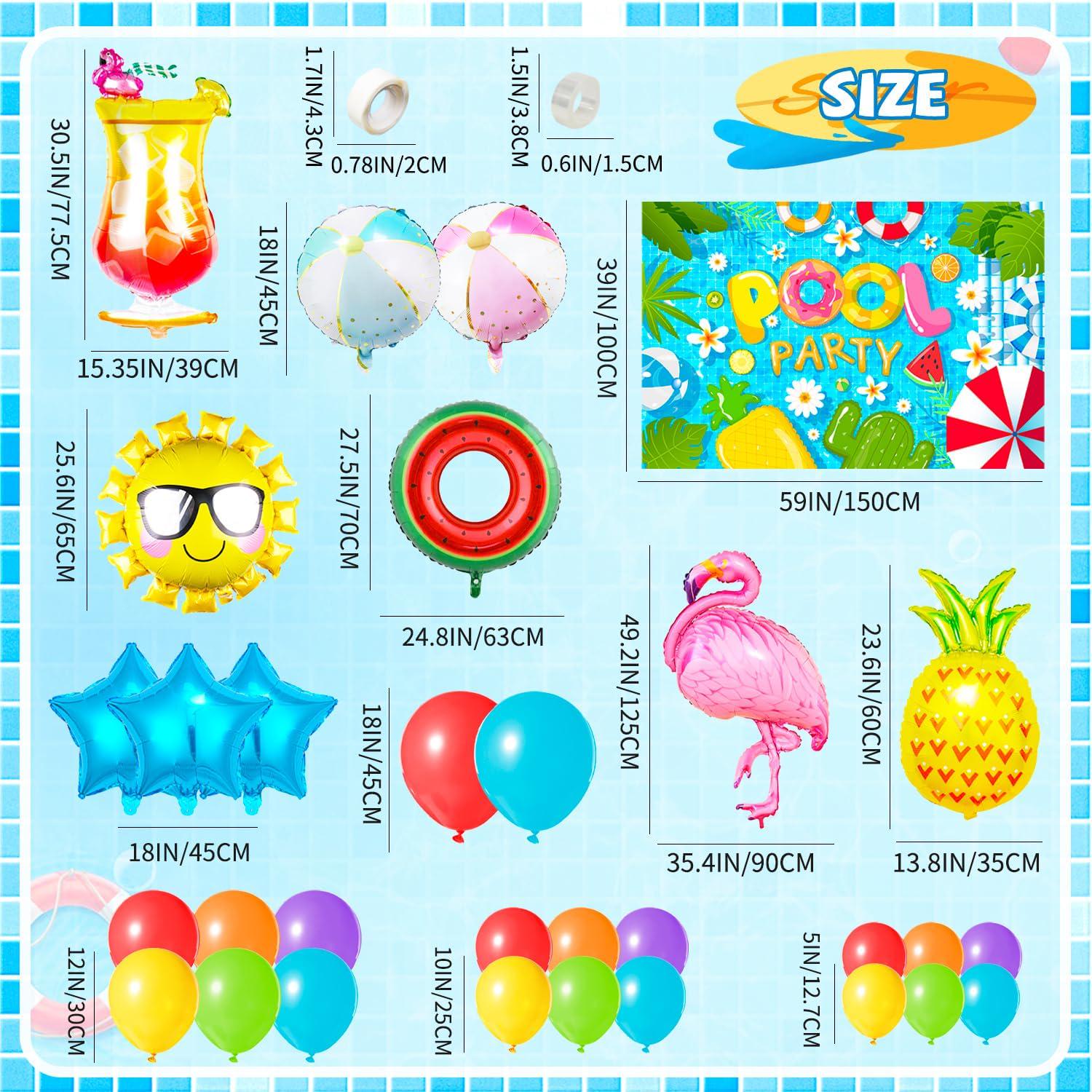 Pool Party Balloon Arch Kit | Hawaiian Summer Decor, Pineapple Flamingo Balloons