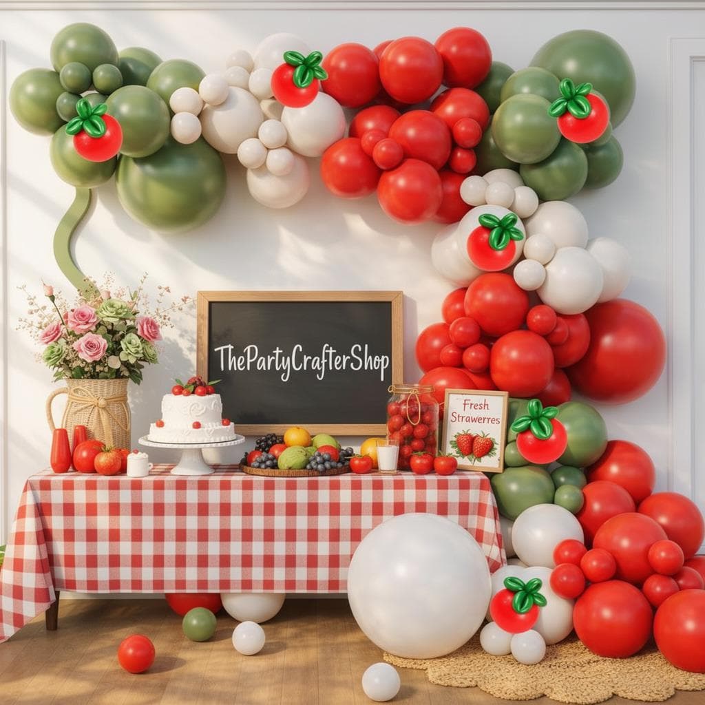 Tomato Balloon Arch Kit | Farmers Market, Pizza Party Decorations