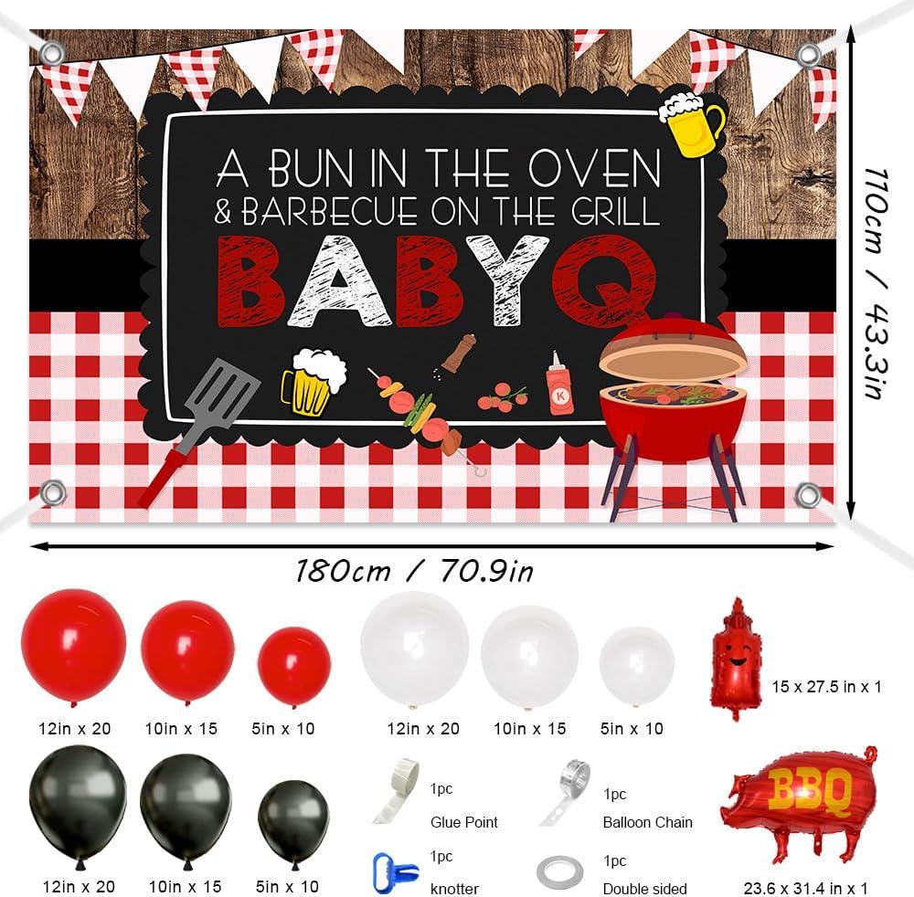Baby Q Balloon Arch Kit | Red Black White BBQ Shower Decorations