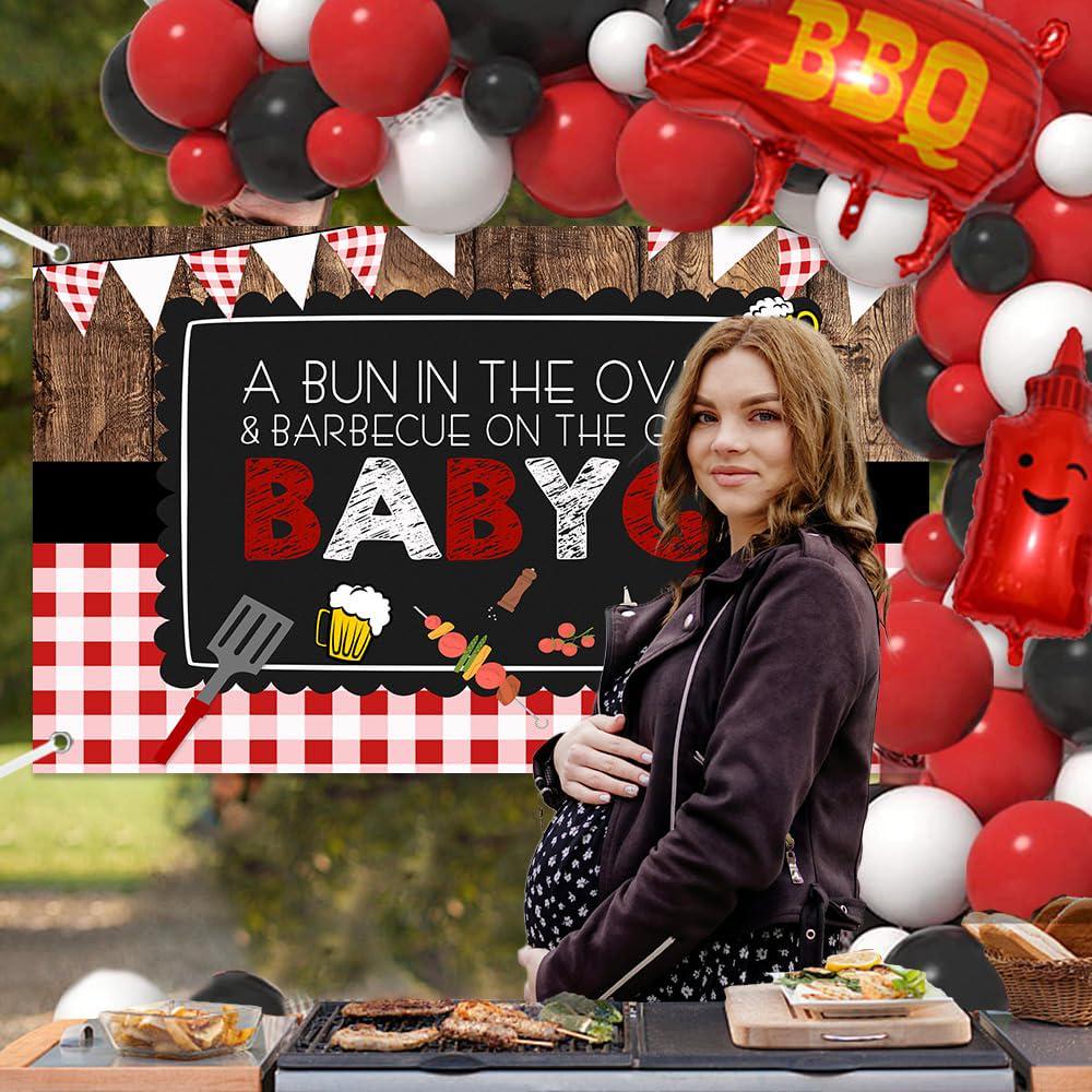 Baby Q Balloon Arch Kit | Red Black White BBQ Shower Decorations