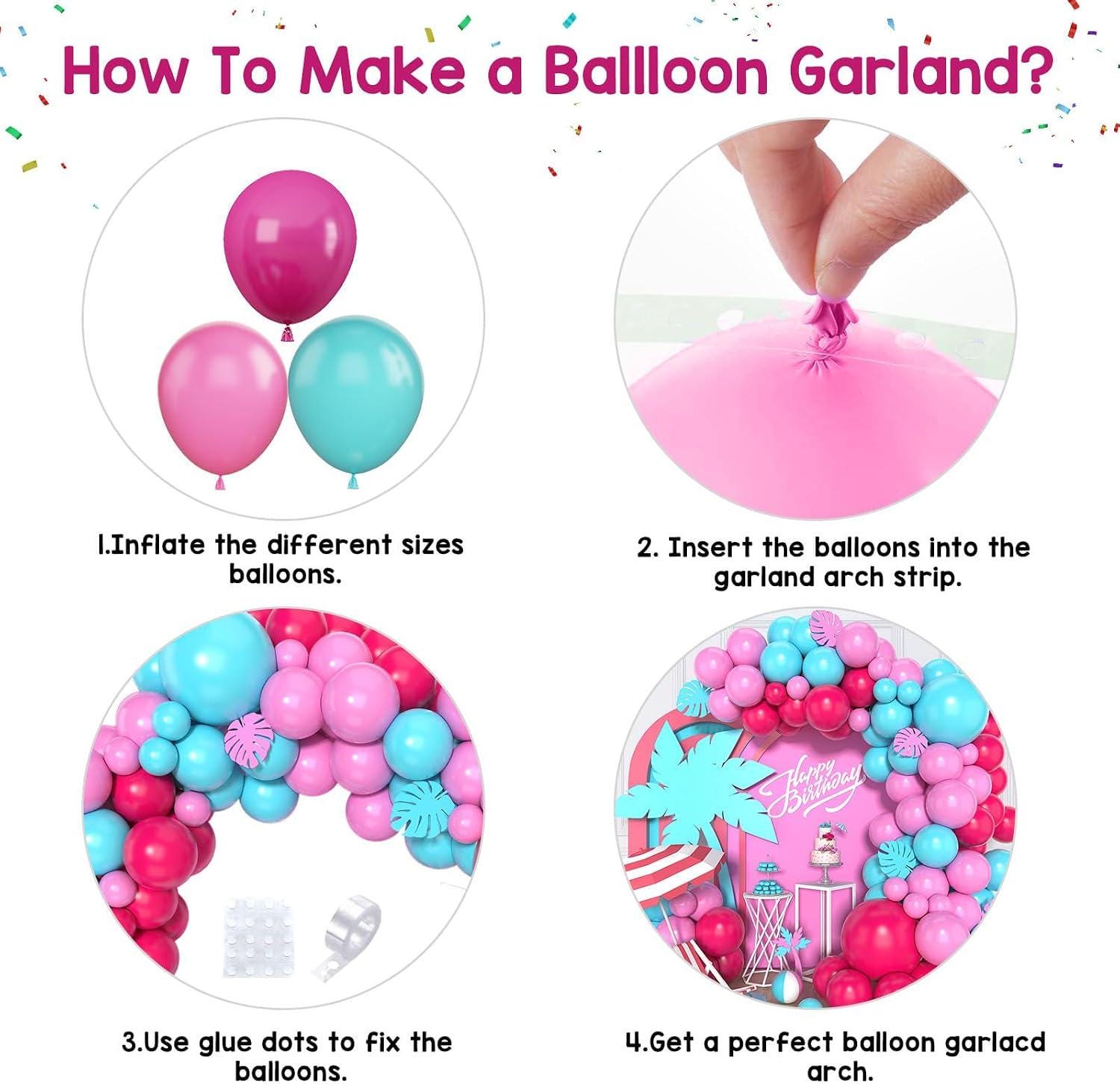 Hot Pink Teal Balloon Arch Kit | Birthday Baby Shower Garland
