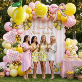 Lemon Balloon Arch Kit | Pink Gingham Heart, Bow, Slice Balloons for Main Squeeze Party