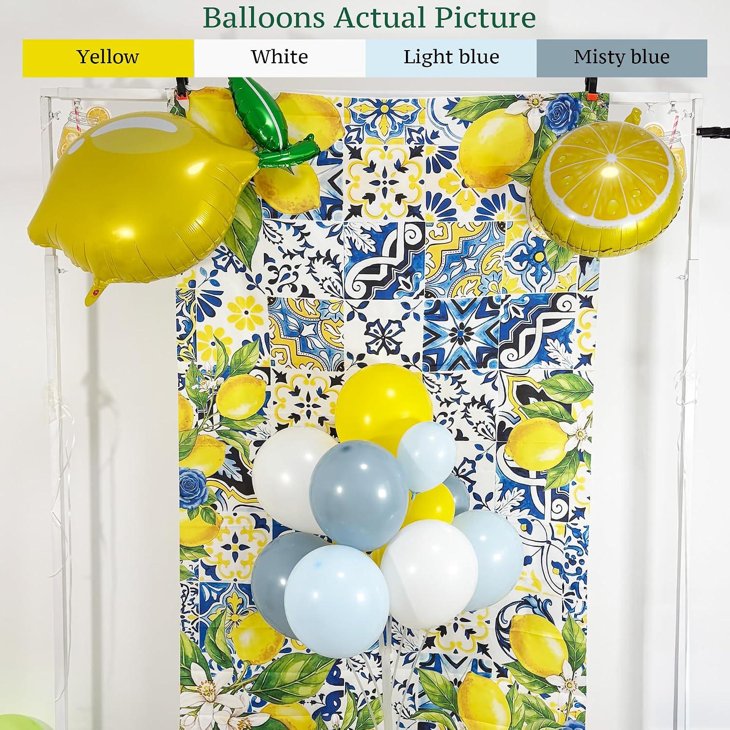 Dusty Blue Lemon Balloon Arch Kit | Amalfi Coast Birthday Shower Decor