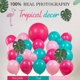 Tropical Aloha Balloon Arch Kit | Pink Teal Palm Leaves Hawaiian Party Decor