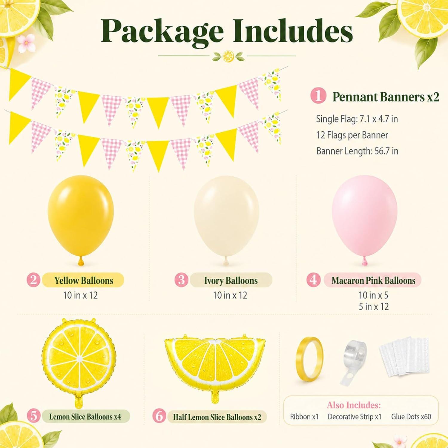 Pink Yellow Lemon Balloon Arch Kit | Lemonade Party Banner, Summer Birthday Decor
