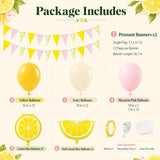 Pink Yellow Lemon Balloon Arch Kit | Lemonade Party Banner, Summer Birthday Decor