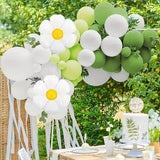 Daisy Balloon Arch Kit | Green White Flower Garland for Parties