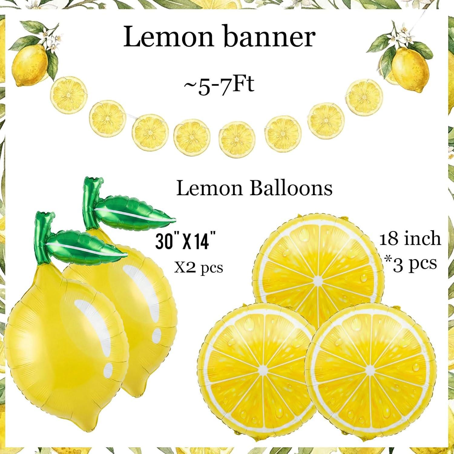 Lemon Foil Balloons with Banner | Bridal Shower, Baby Shower, Amalfi Wedding Decor