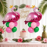 Flamingo Balloon Columns | Pink Green Tropical Party Decor (Set of 2)