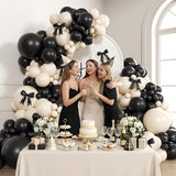 155pc Black White Balloon Arch Kit | Coquette Wedding Bridal Shower Birthday Party Decorations