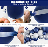 Navy Blue Silver Balloon Arch Kit, White Confetti Garland, Party Decor