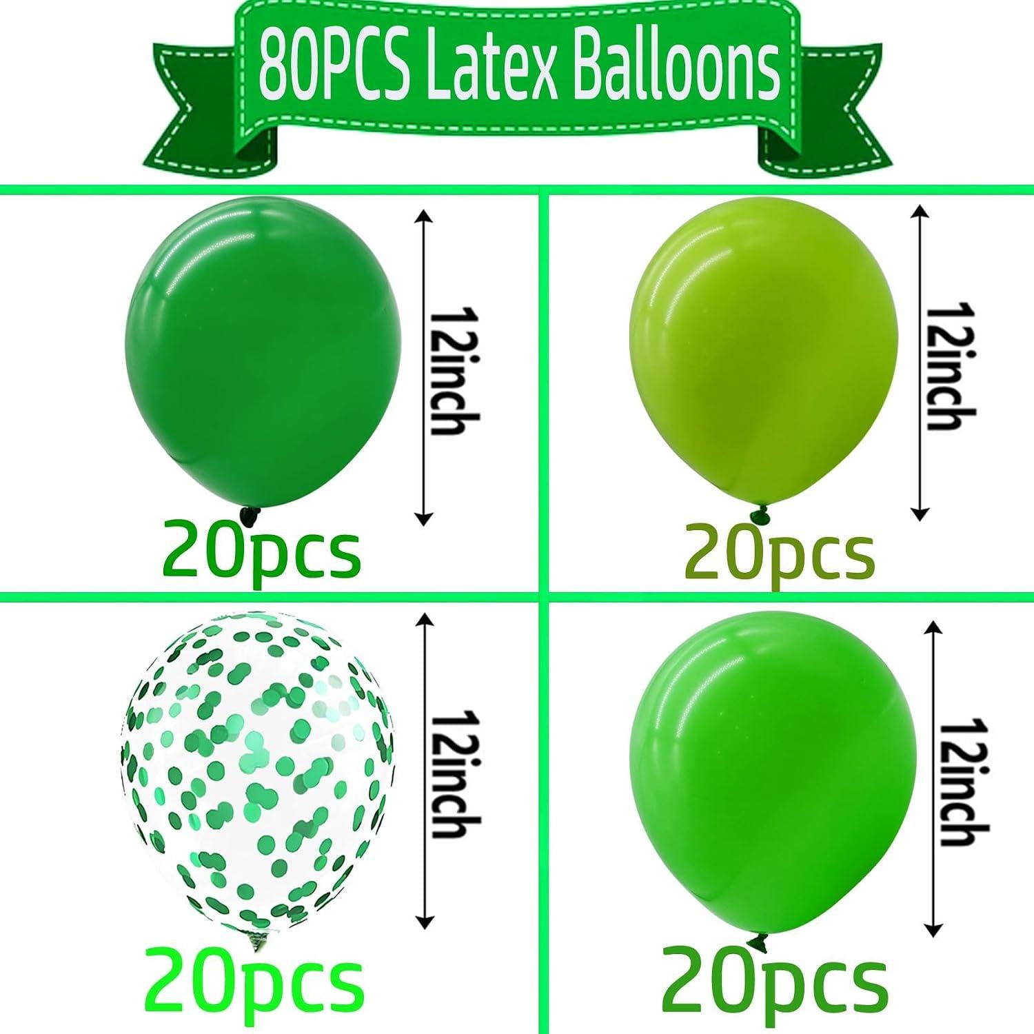 Green Confetti Latex Balloons, 12 Inch Party Decor Set