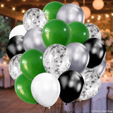 100Pcs Green Silver Black White Balloon Set, Chrome Metallic Confetti Balloons, Graduation Party Decor