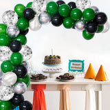 100Pcs Green Silver Black White Balloon Set, Chrome Metallic Confetti Balloons, Graduation Party Decor