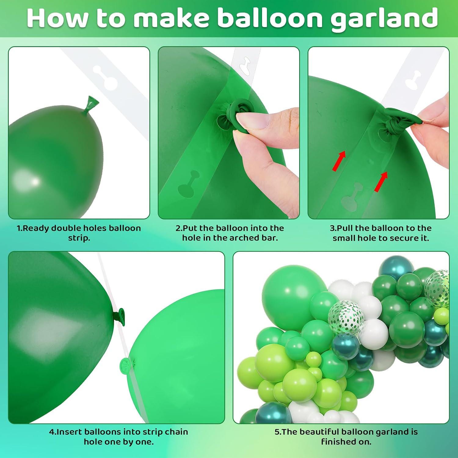 Green Balloon Arch Kit, Dark Lime Latex Confetti Balloons, Safari Jungle Party Decor