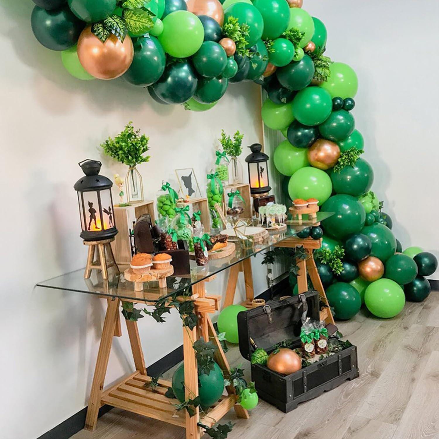 Dark Light Green Latex Balloons, Jungle Safari Party Decoration, Birthday Backdrop