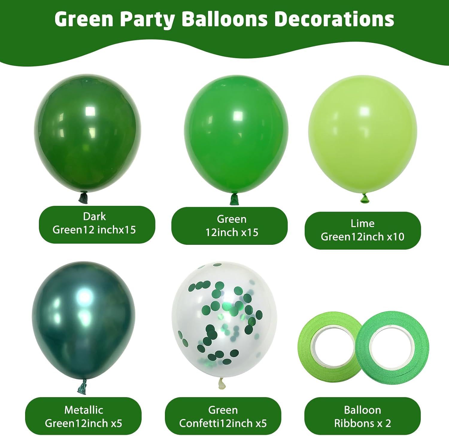 Dark Green Latex Balloons, Jungle Forest Party Decoration Supplies
