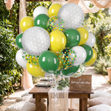 Golf Birthday Party Balloons, Green Yellow Confetti, Golf Ball Foil