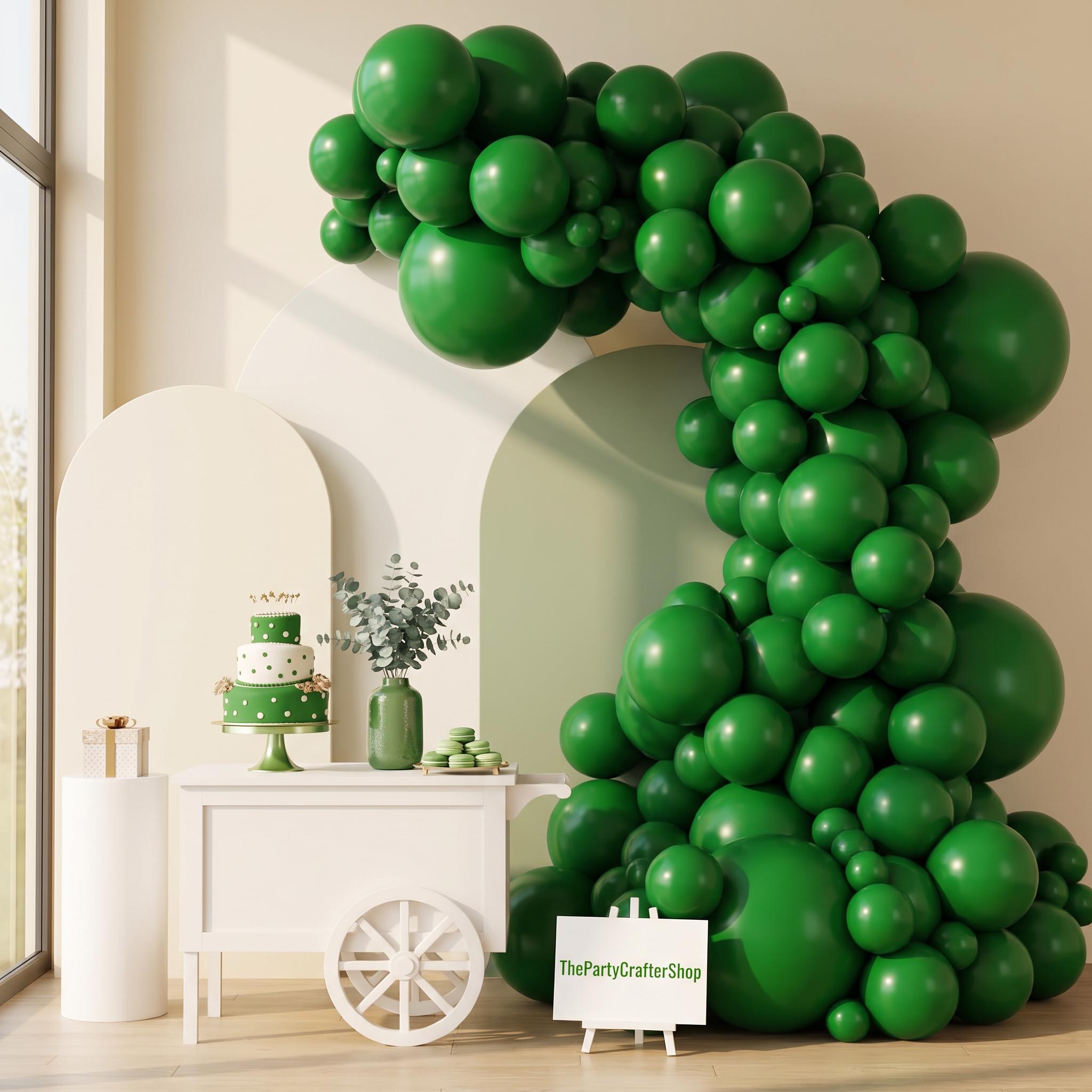 Dark Green Balloon Arch Kit, Hunter Emerald Garland, Jungle Safari Party Decor
