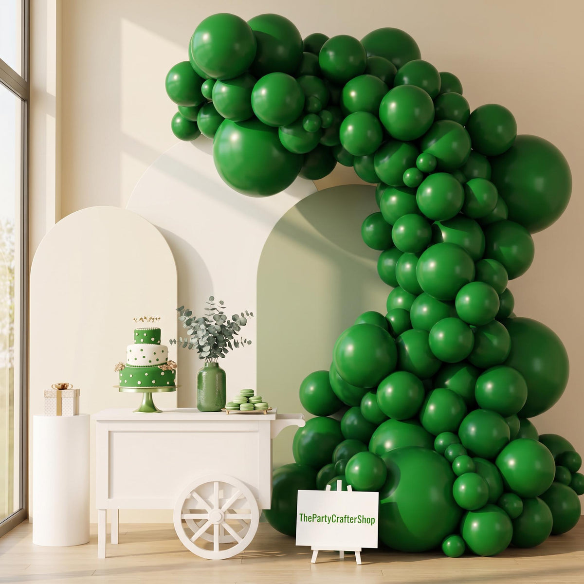 Dark Green Balloon Arch Kit, Hunter Emerald Garland, Jungle Safari Party Decor