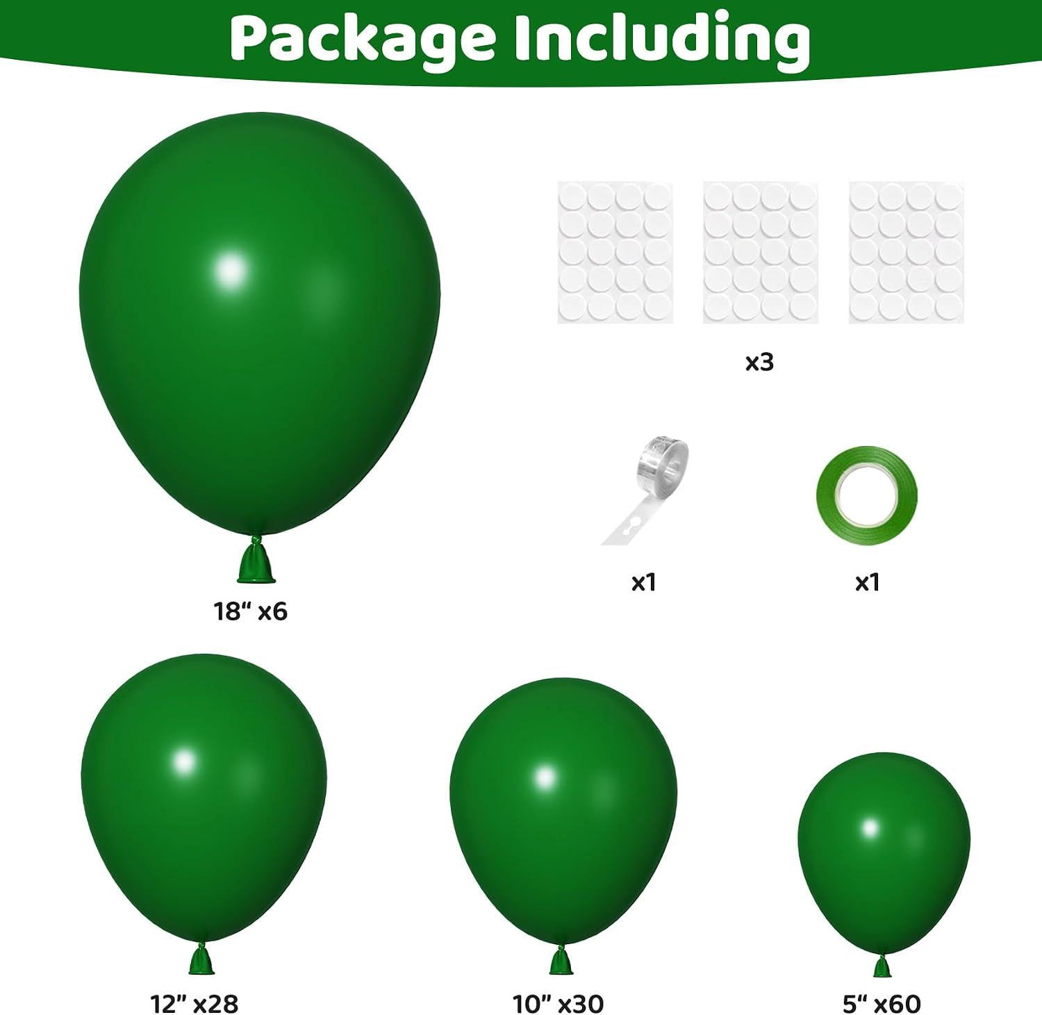 Dark Green Balloon Arch Kit, Hunter Emerald Garland, Jungle Safari Party Decor