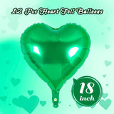Green Heart Foil Balloons, 18 Inch Love Party Decoration Set