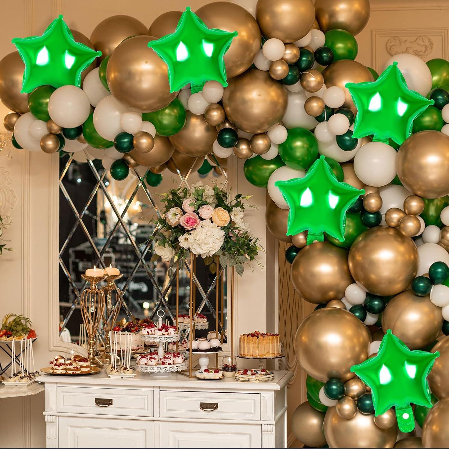 50Pcs Green Star Foil Balloons, 10 Inch Mylar Helium Party Decorations