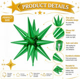 18Pcs Green Gold Star Balloon Set, 22 Inch Explosion Star Foil Balloons, Disco Birthday Party Decor
