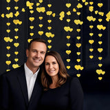 40Ft Gold Heart Garland, Glitter Love Banner, Sparkling Heart Hanging Backdrop Wedding Party Decor