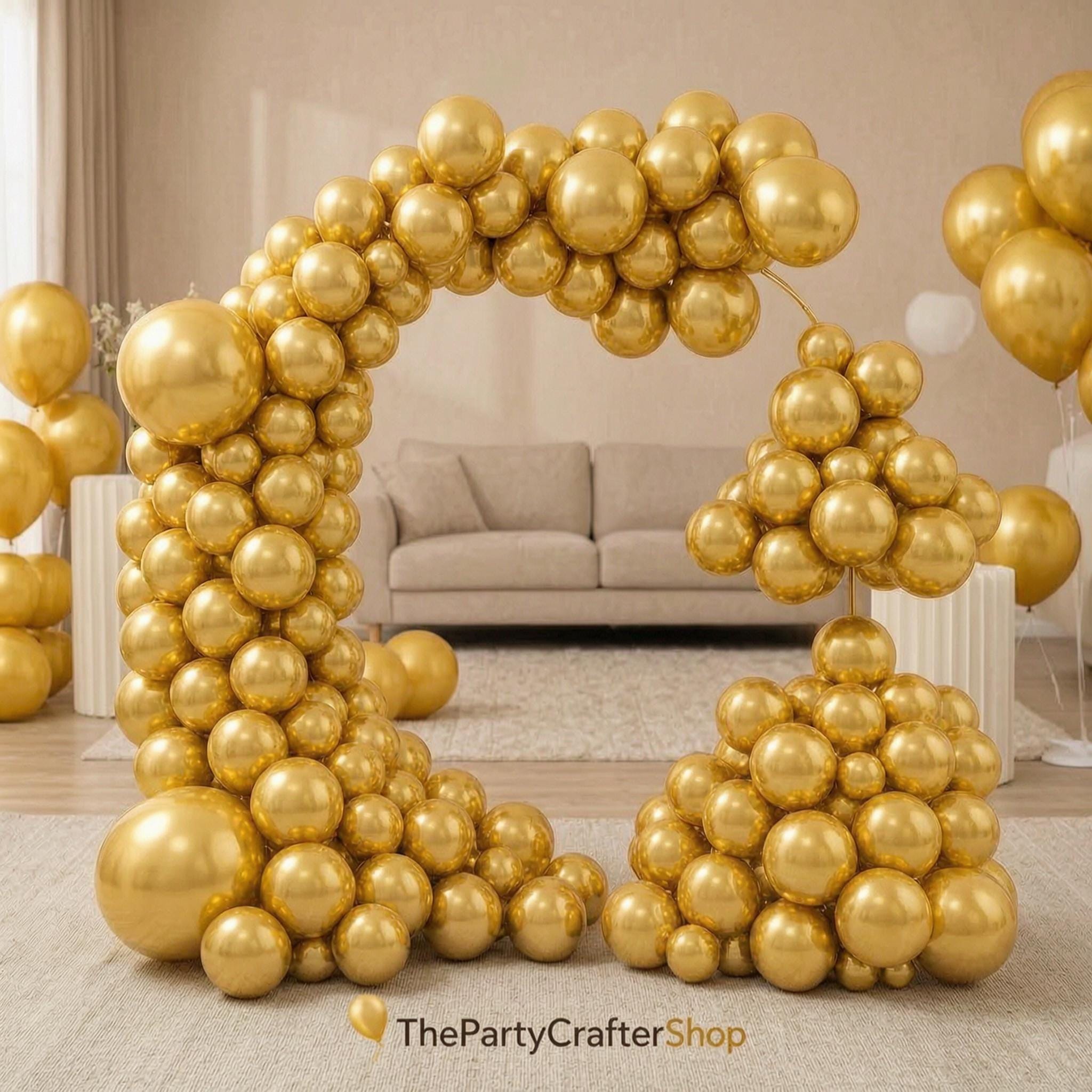 Metallic Gold Balloon Arch Kit, Metal Backdrop Frame, Wedding Party Decor