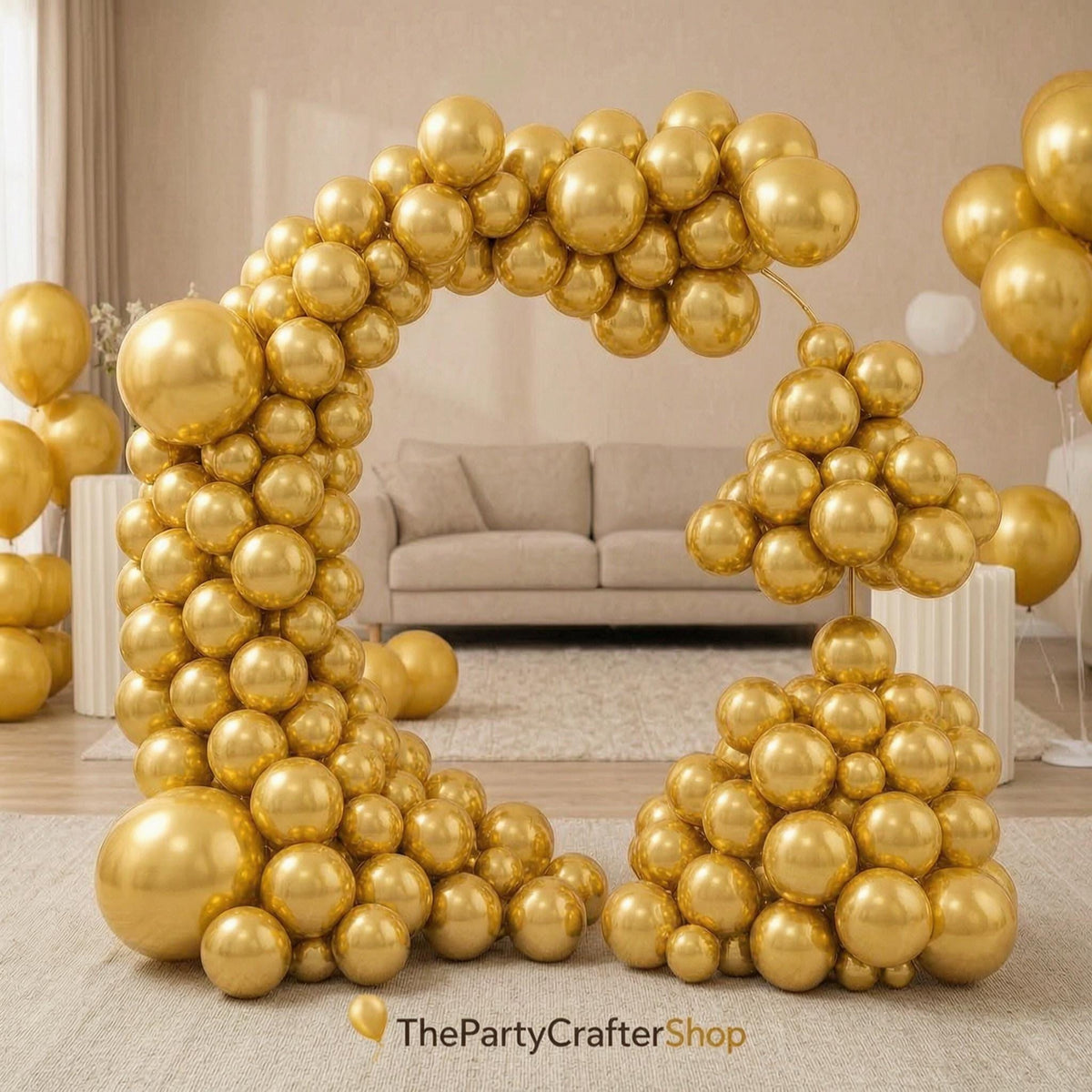 Metallic Gold Balloon Arch Kit, Metal Backdrop Frame, Wedding Party Decor