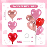 Rose Gold Pink Heart Foil Balloons, 18 Inch Mylar Love Party Decor