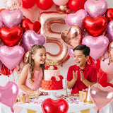 Rose Gold Pink Heart Foil Balloons, 18 Inch Mylar Love Party Decor