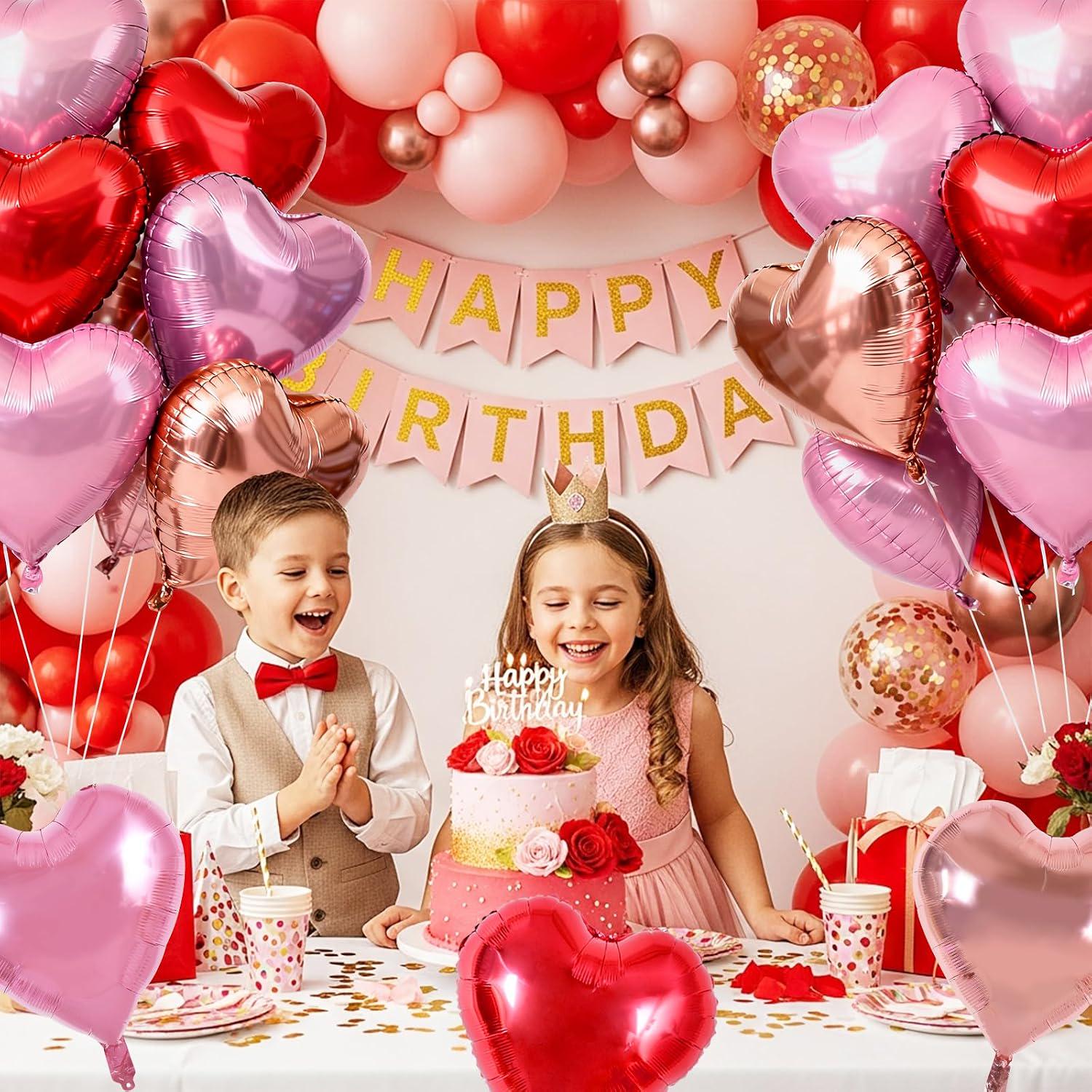 Rose Gold Pink Heart Foil Balloons, 18 Inch Mylar Love Party Decor