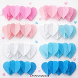 12Pack Heart Paper Streamers, 10Ft Crepe Garland, Multicolor Valentine Wedding Party Decoration
