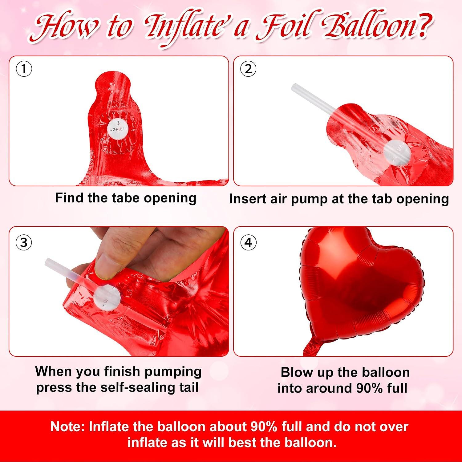 Rose Gold Red Heart Foil Balloons, 18 Inch Valentine Love Party Decoration