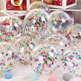 50Pcs Multicolor Confetti Balloon Set, 12 Inch Rainbow Foil Confetti Latex Balloons Party Decor
