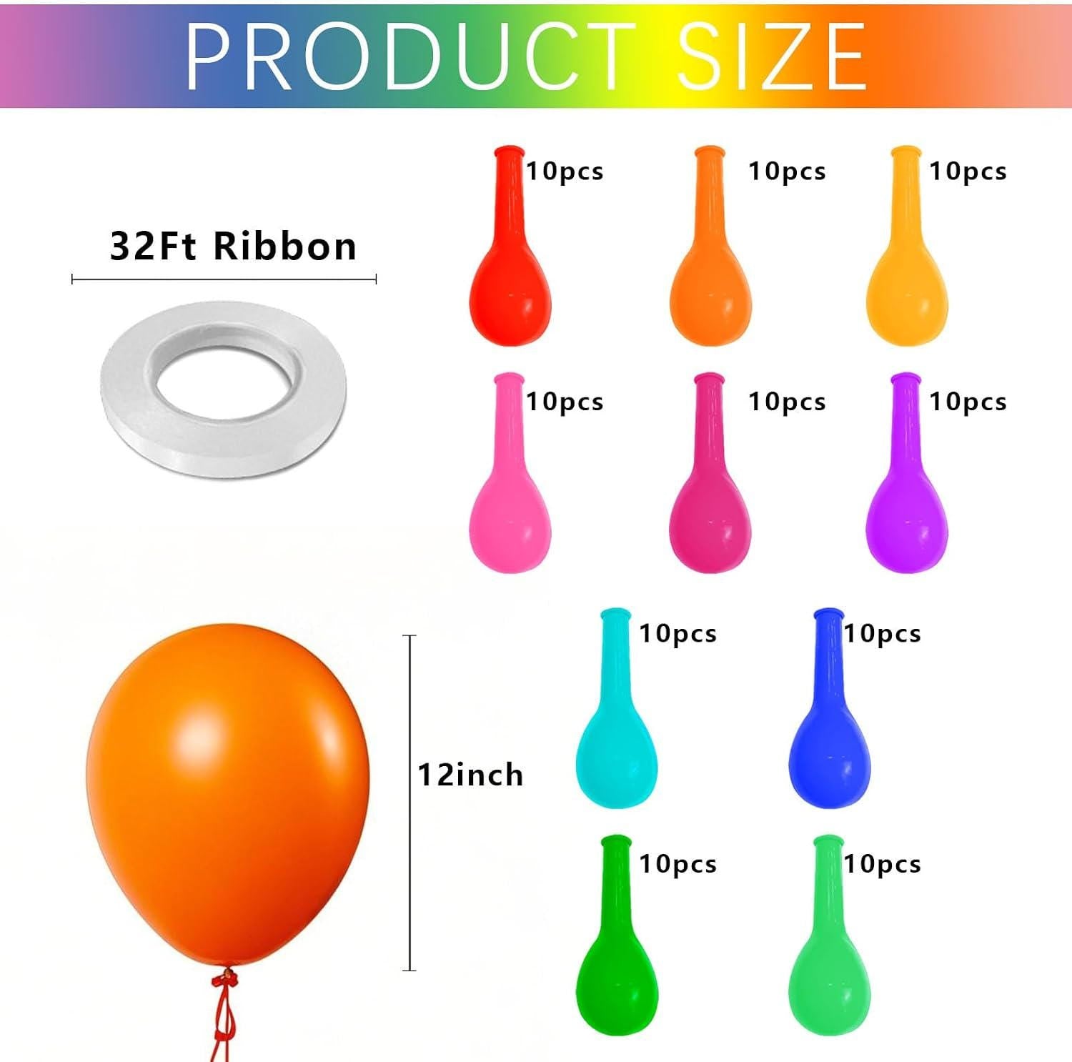 Rainbow Balloon Arch Kit, Pastel Latex Balloons, Birthday Party Decor