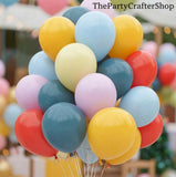Retro Rainbow Balloon Set, Dusty Orange, Blue, Yellow, Lavender Party Decor