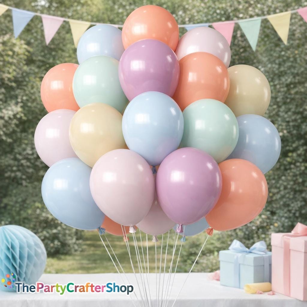 Pastel Retro Latex Balloons, 12 Inch Party Decoration, Blue Purple Green Pink Beige