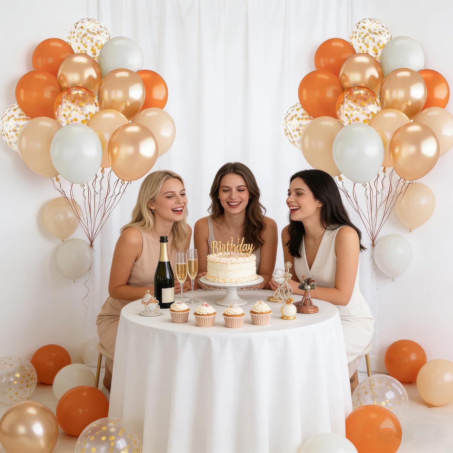 70Pcs Orange Sand White Balloon Set, Latex Party Balloons, Birthday Wedding Celebration Decor