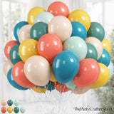 50Pcs Boho Rainbow Balloon Set, Retro Orange Green Yellow Apricot Latex Balloons, Party Decoration