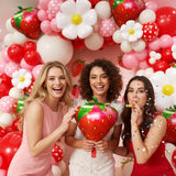 Strawberry Balloon Arch Kit | Sweet One Birthday Decor, Daisy Foil Balloons
