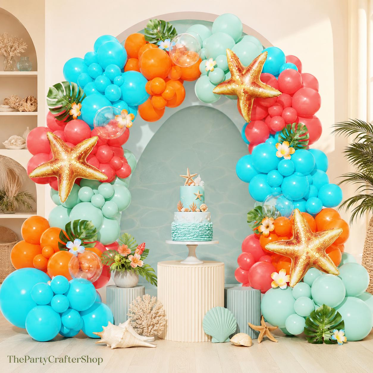 Tropical Balloon Arch Kit | Under the Sea Starfish Party Decor, Baby Shower Birthday