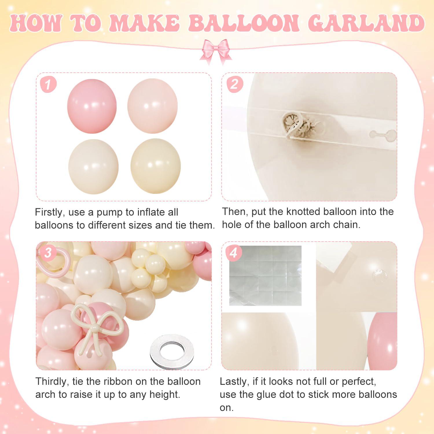 Pink Yellow Lemon Balloon Arch Kit | Pastel Garland with Bows for Birthday Shower Decor