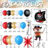 Pirate Balloon Arch Garland Kit | Red Black Balloons, Ship, Sword for Birthday Party
