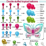 Tropical Butterfly Balloon Arch Kit | Hot Pink Blue Gold Garland for Luau Party Decor